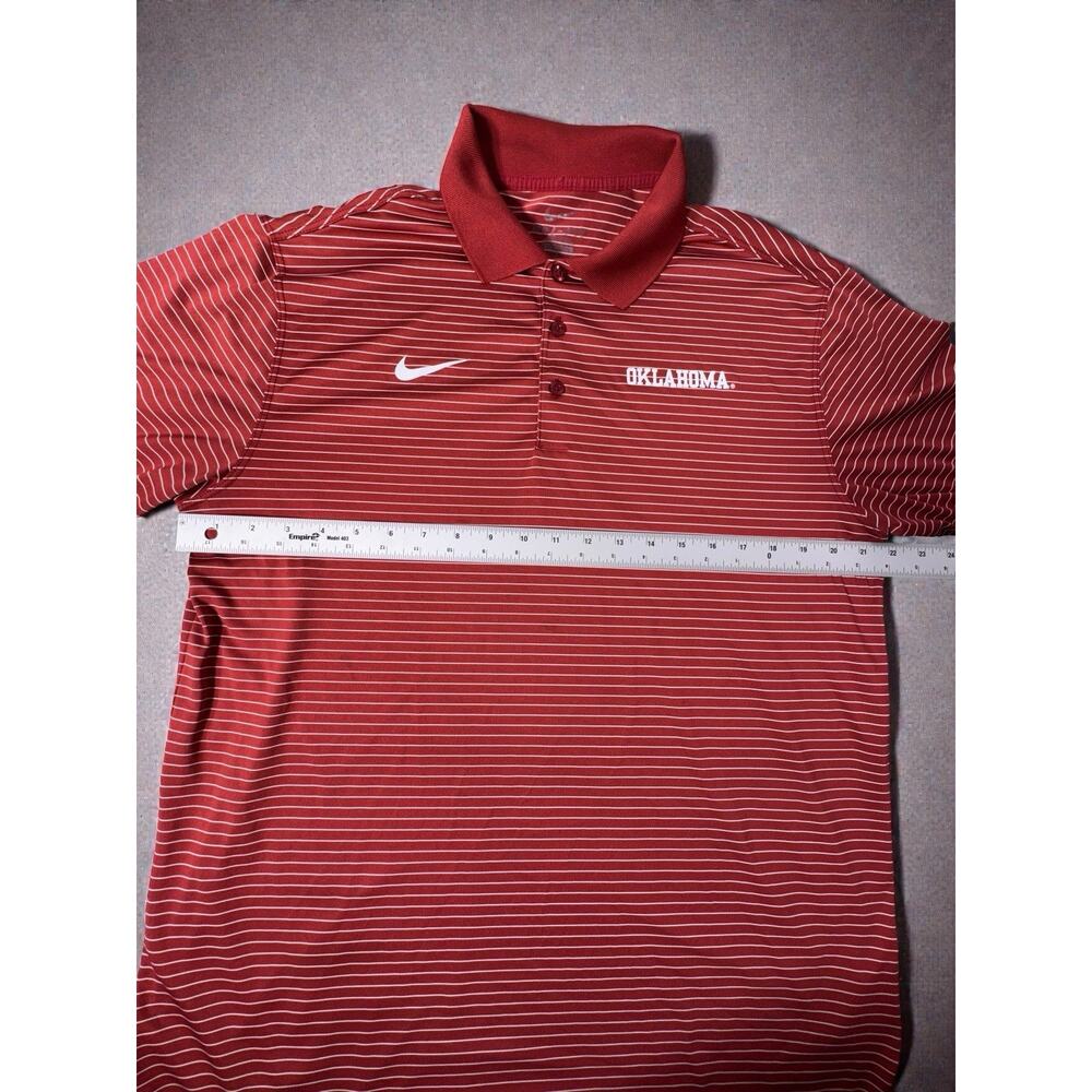 Nike Oklahoma Sooners OU Men’s Large Dri-FIT Polo Red Striped NCAA Shirt - Picture 2 of 5